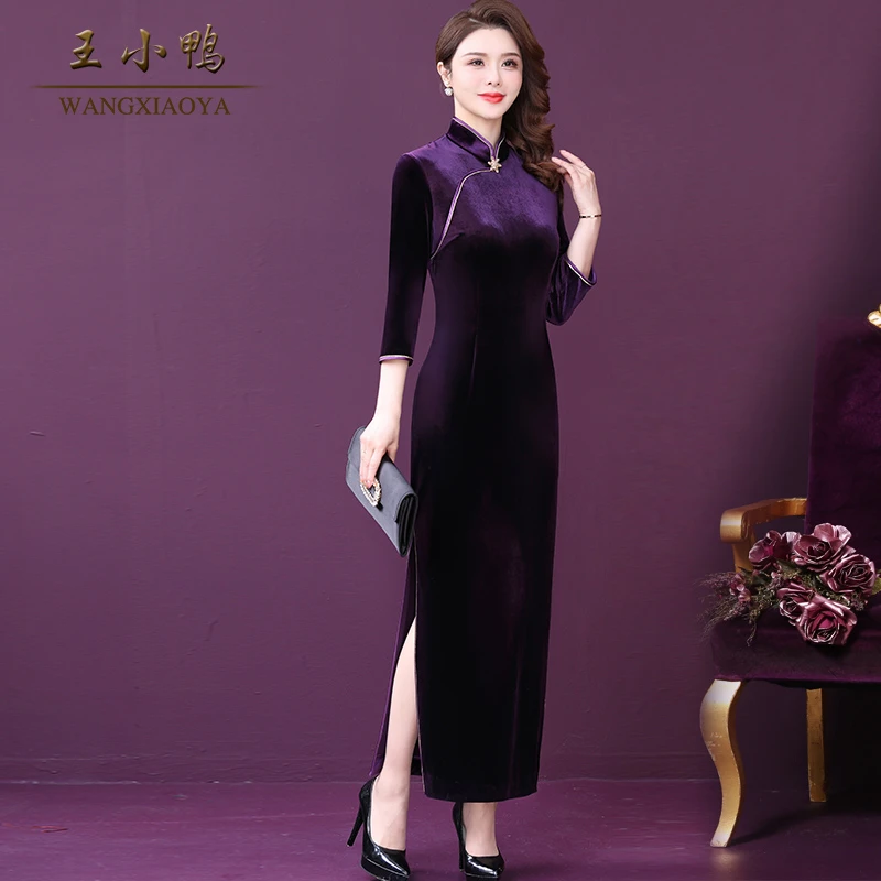 王小鸭W-XY-19181旗袍裙女正品春秋新款年会高级时尚晚宴婚礼礼服