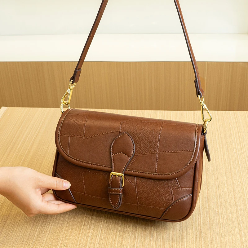 高级感真皮小方包包女2025新款女士时尚斜挎包小众百搭腋下单肩包