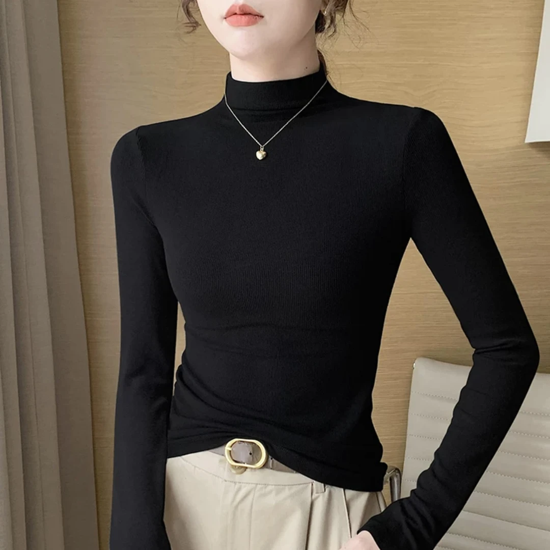 【加绒款半高领气质打底衫】秋冬季新款修身内搭长袖t恤上衣8