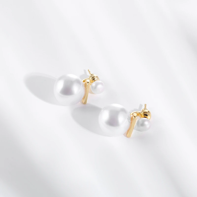 【一眼星河】设计款大小珠灵动精致百搭耳钉8-13.5mm【五金女孩】