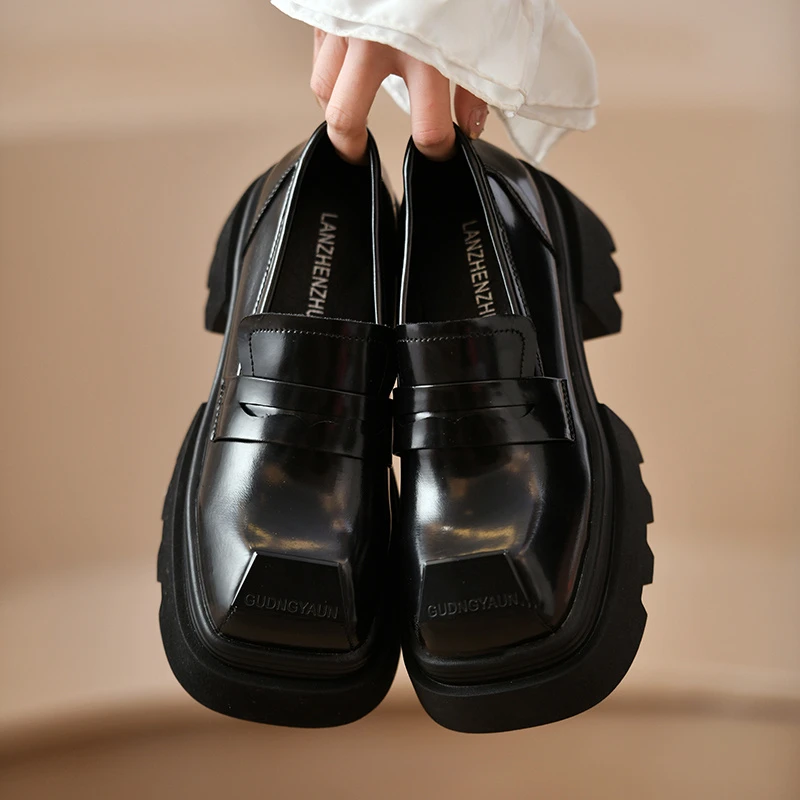 设计师孤品598-666按主播说的编码】方头乐福鞋小个子厚底女鞋