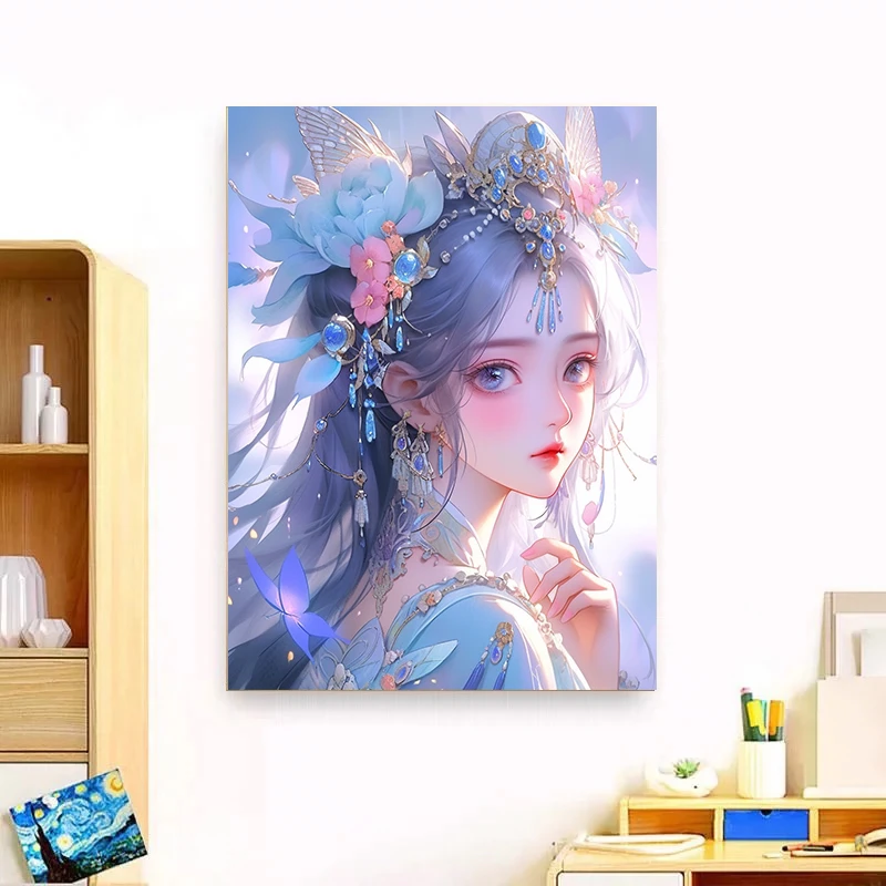 蝴蝶女孩十字绣可爱古风女孩国风美少女卡通美女治愈人物48色新款