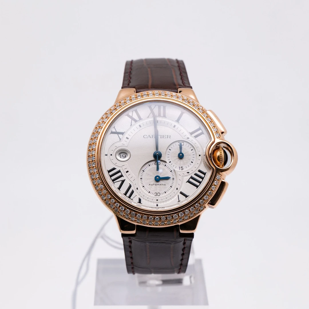 99新 Cartier/卡地亚 蓝气球W6920074 44玫瑰金后钻计时机械 单表