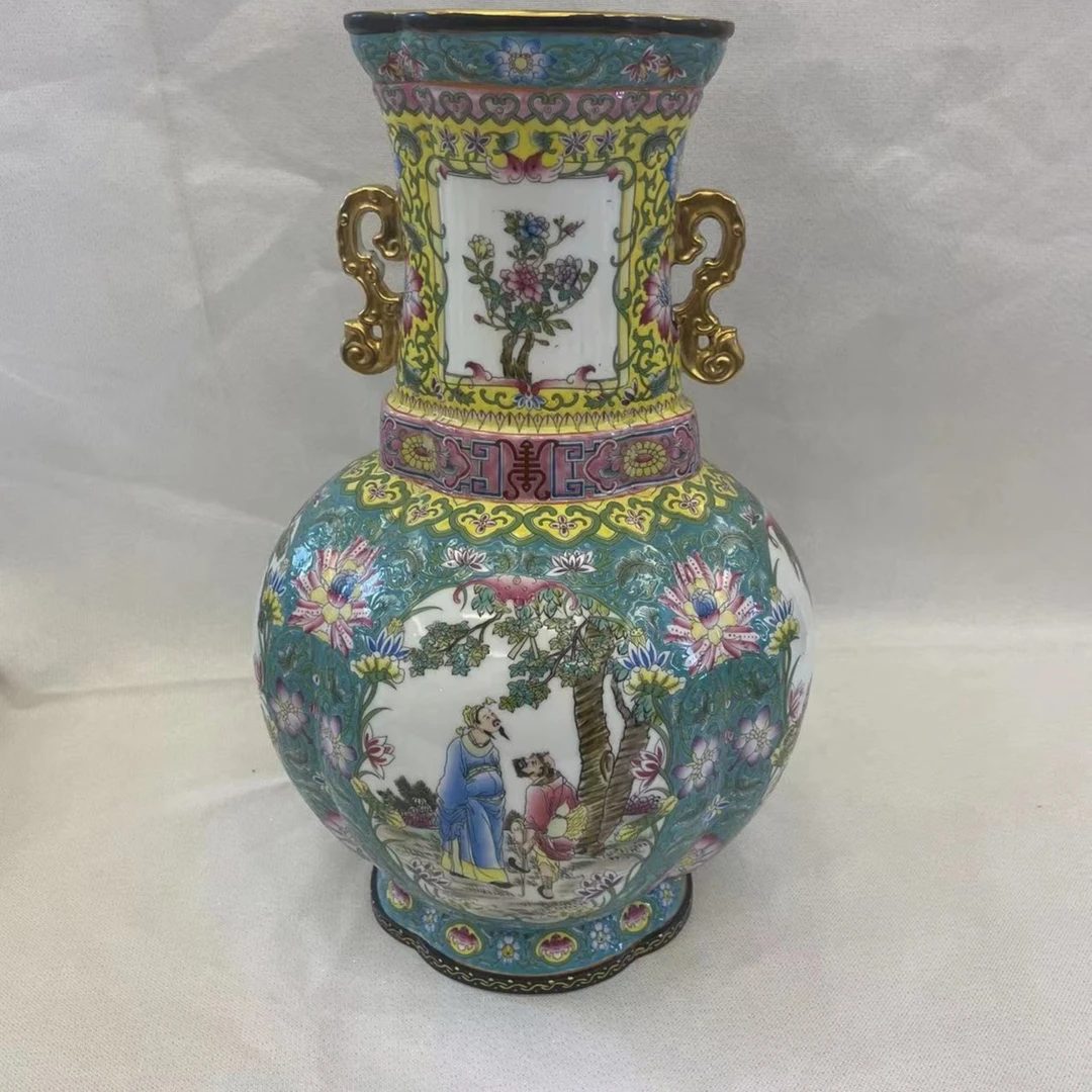 上拍链接 切勿轻拍 景德镇珐琅彩松石釉赏瓶