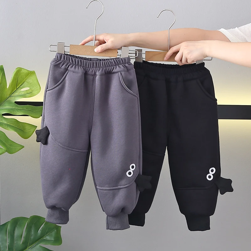 男童裤子冬装2024新款儿童秋冬款加厚一体绒卫裤男孩冬季运动长裤