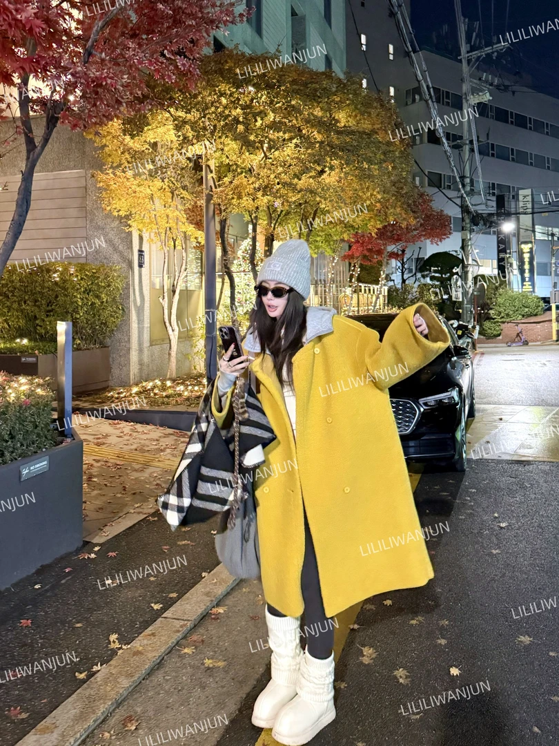 婉君【奶fufu】秋冬韩系羊羔毛松弛感气质中长款外套LWJ24D4C2476