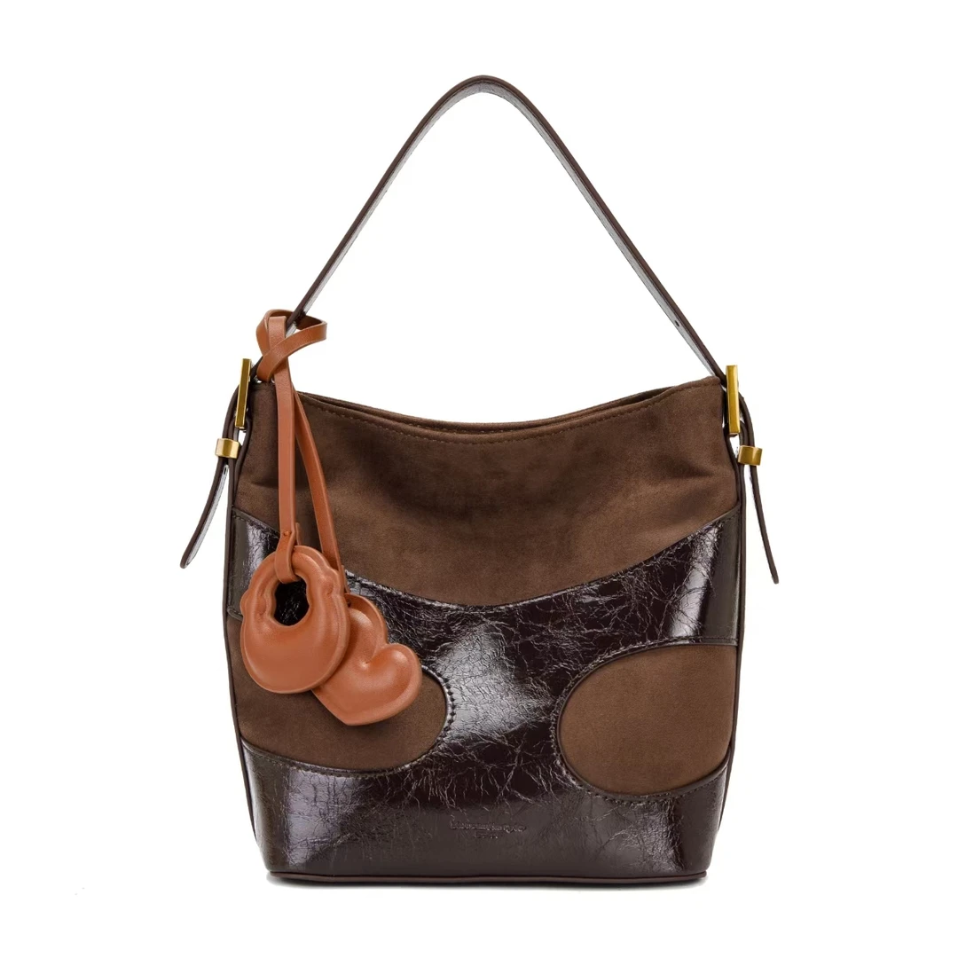 【佐伊甄选】QYX-9662-美拉德棕时尚简约通勤休闲百搭腋下斜挎包