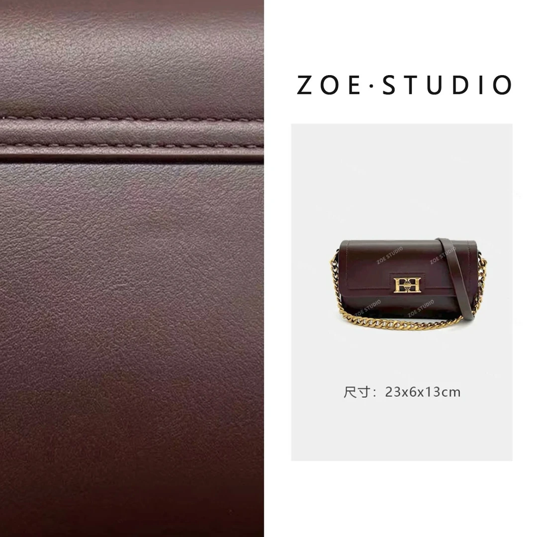 【佐伊甄选】SKL-10011-咖啡轻奢女士时尚气质小众复古通勤斜跨包包