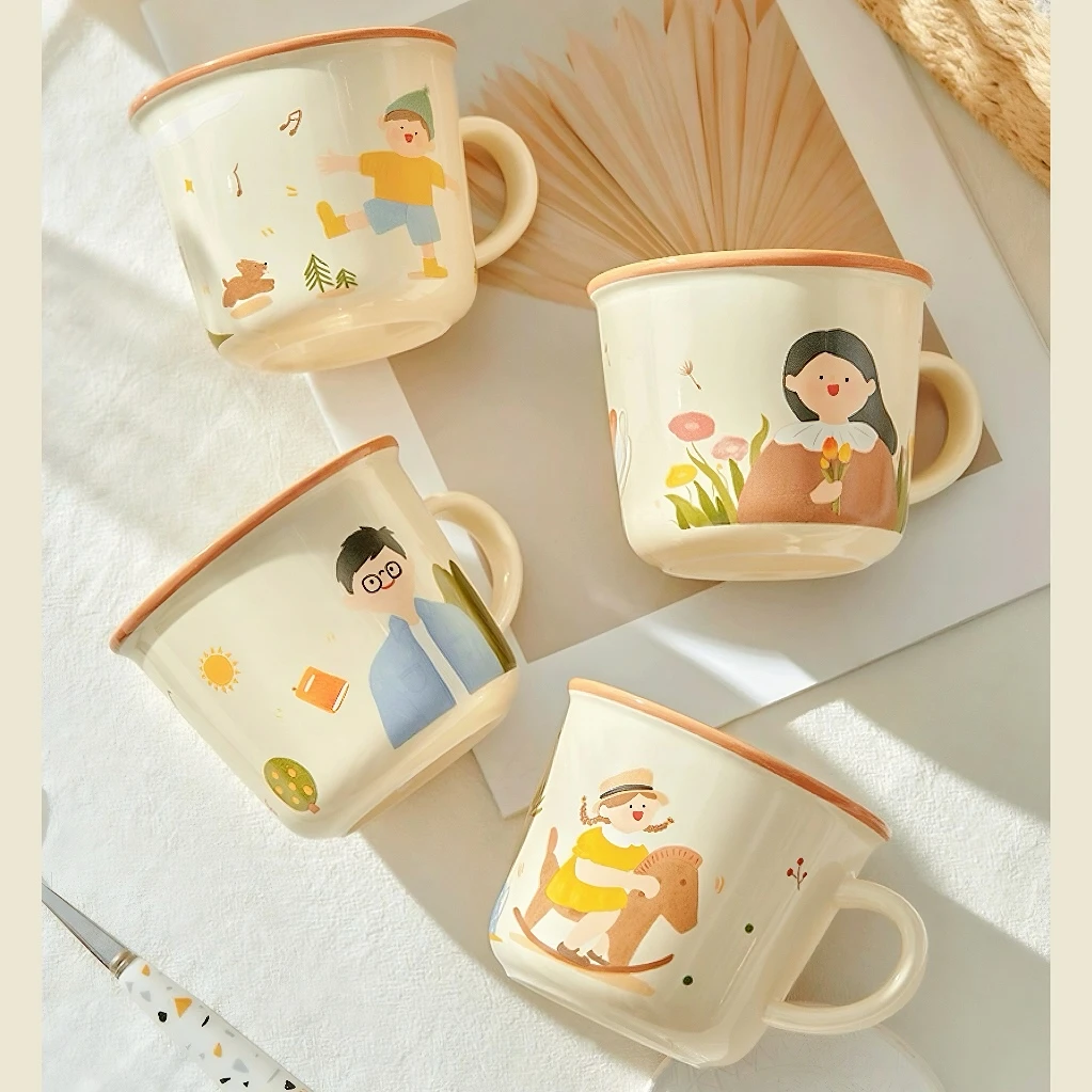 一家人亲子陶瓷杯马克杯女情侣水杯家用早餐杯咖啡杯卡通陶瓷杯子