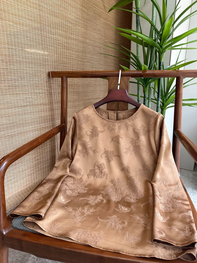 【如意】提花秋季衬衫国风新中式气质时尚百搭舒适重工长袖设计师