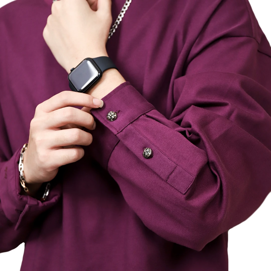 重磅纯色宽松休闲气质秋冬百搭圆领时尚男女同款上衣长袖