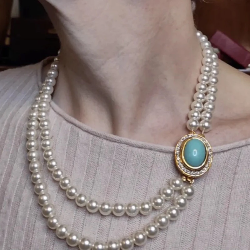 铜合金项链 TULX 小众设计双层叠戴扣项链复古首饰项链