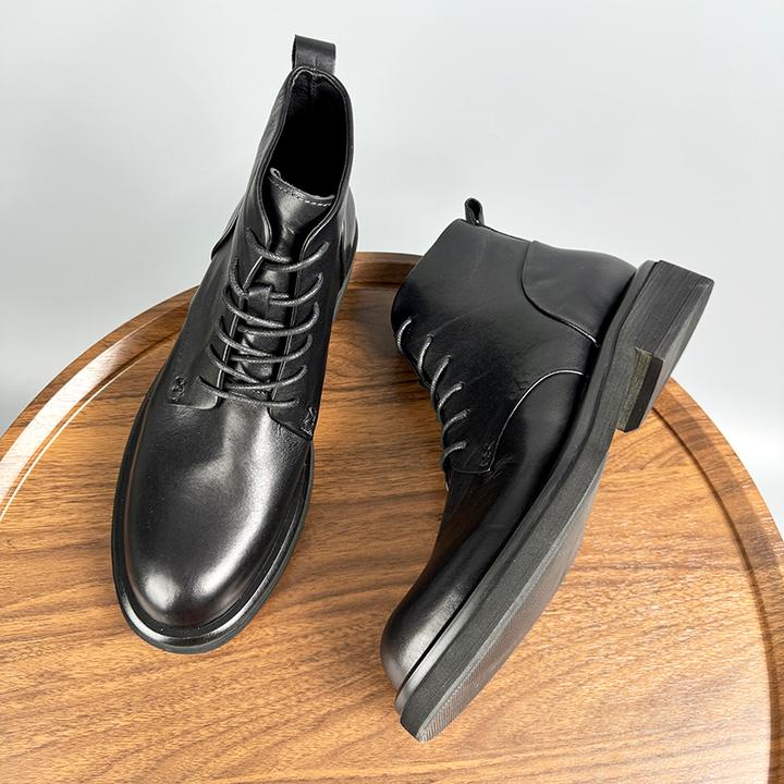 复古棕色打蜡马皮男靴秋季透气真皮马丁靴男士休闲百搭英伦风短靴