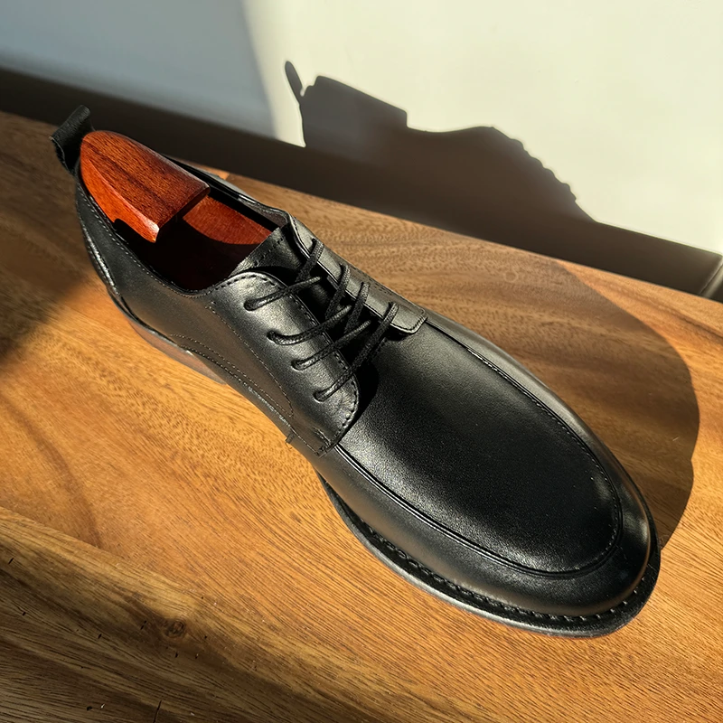 雅痞绅士马皮皮鞋男大码手工真皮休闲圆头德比鞋复古英伦正装婚鞋