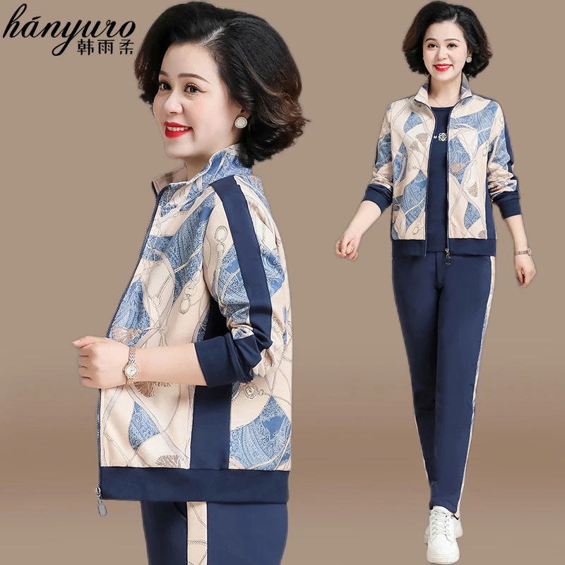 中年妈妈秋装40到50岁运动套装2023新款洋气中老年春秋时尚三件套