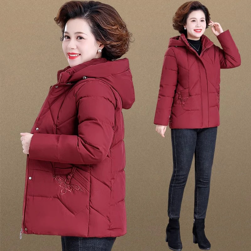 中年妈妈冬装外套加厚棉服2023新款洋气大码棉袄中老年女秋冬棉衣