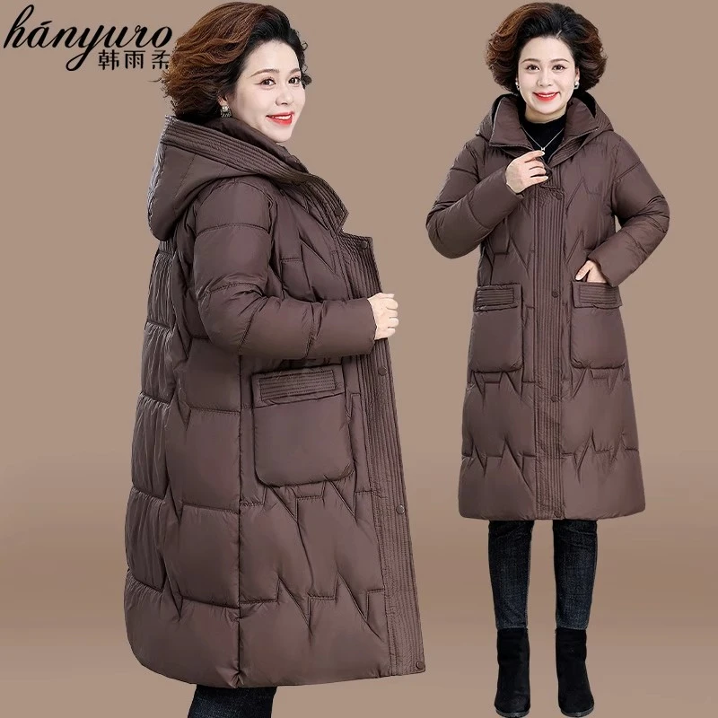 妈妈外套秋冬款加厚棉服2025新款中老年人冬装长款过膝棉袄外套女