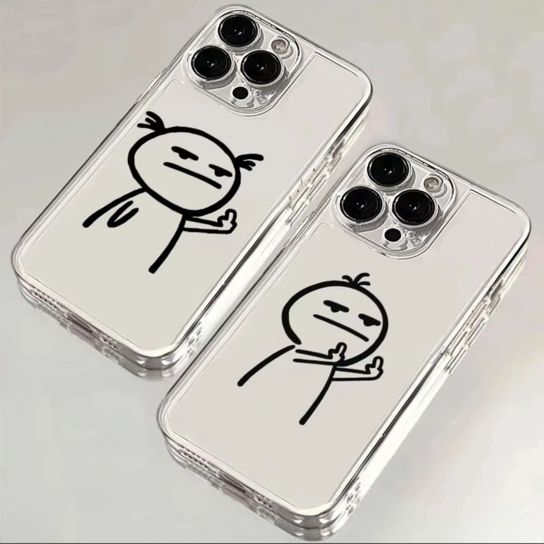 搞怪鄙视小人情侣款适用苹果16手机壳华为荣耀小米红米OPPOVIVO新