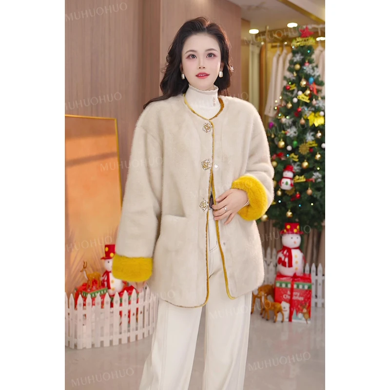 2024女冬季新款气质女生时尚小香风短款百搭圆领中国风短外套