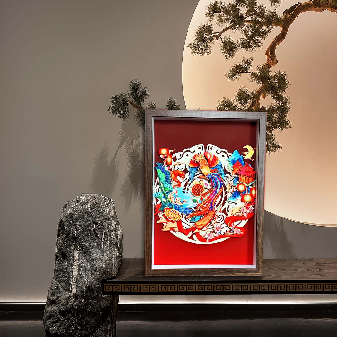 沝森彩凤壁画挂画3D立体画玄关卧室书房装饰画