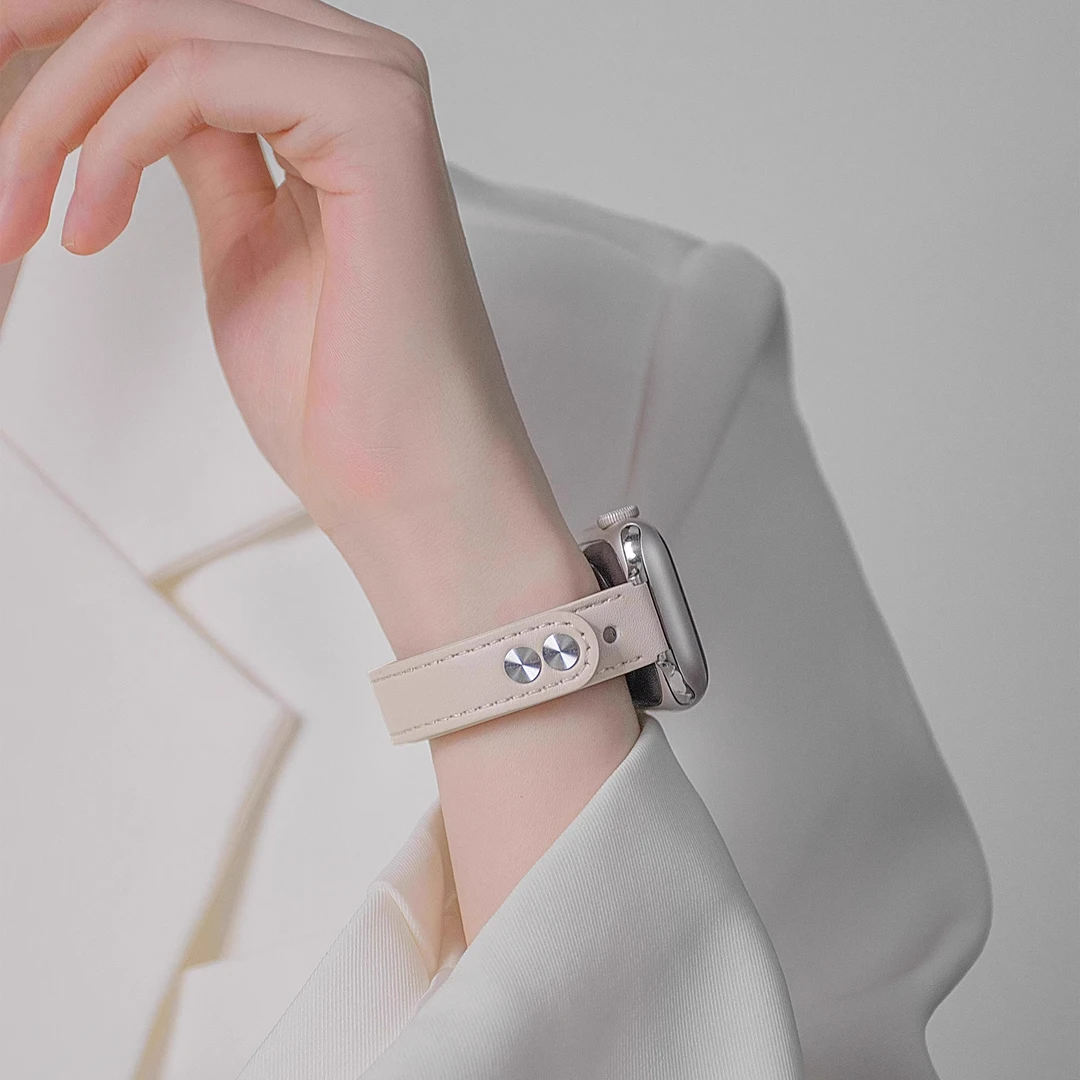 简约款适用iwatch s11苹果手表表带s10小蛮腰apple双钉watch9皮质