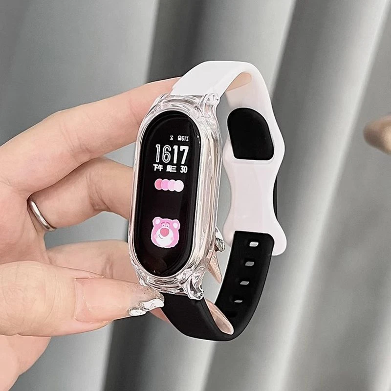 适用小米手环10/9/8表带小蛮腰8字扣透气拼色硅胶腕带6NFC替换带