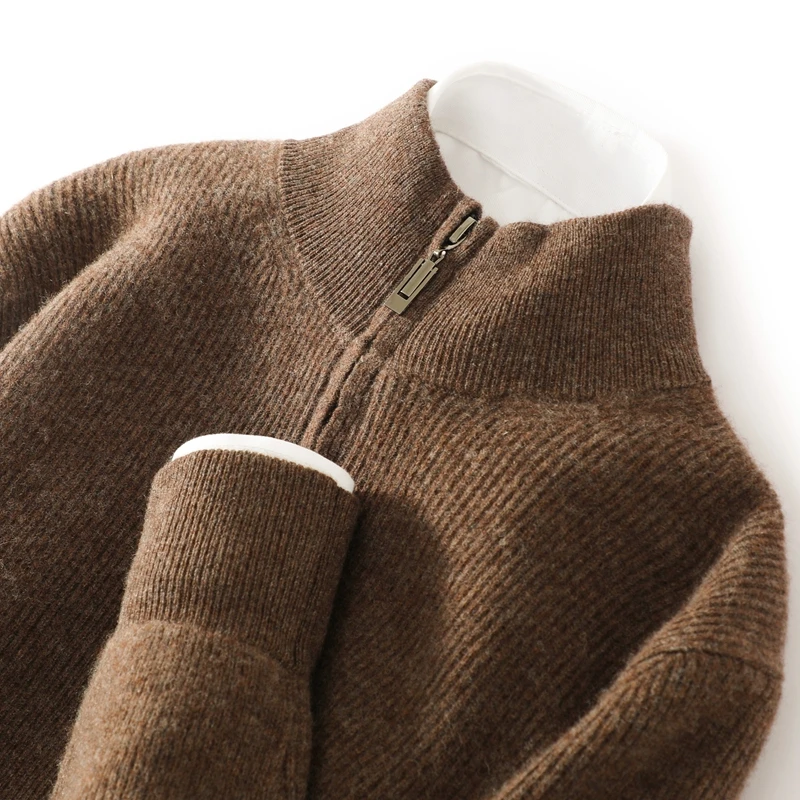 看起来就暖！七针加厚元宝针开衫拉链男士羊毛衫百搭纯色