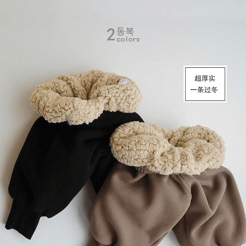 一条过冬!巨厚羊羔绒  冬韩国儿童宝宝保暖加厚束口卫裤休闲裤