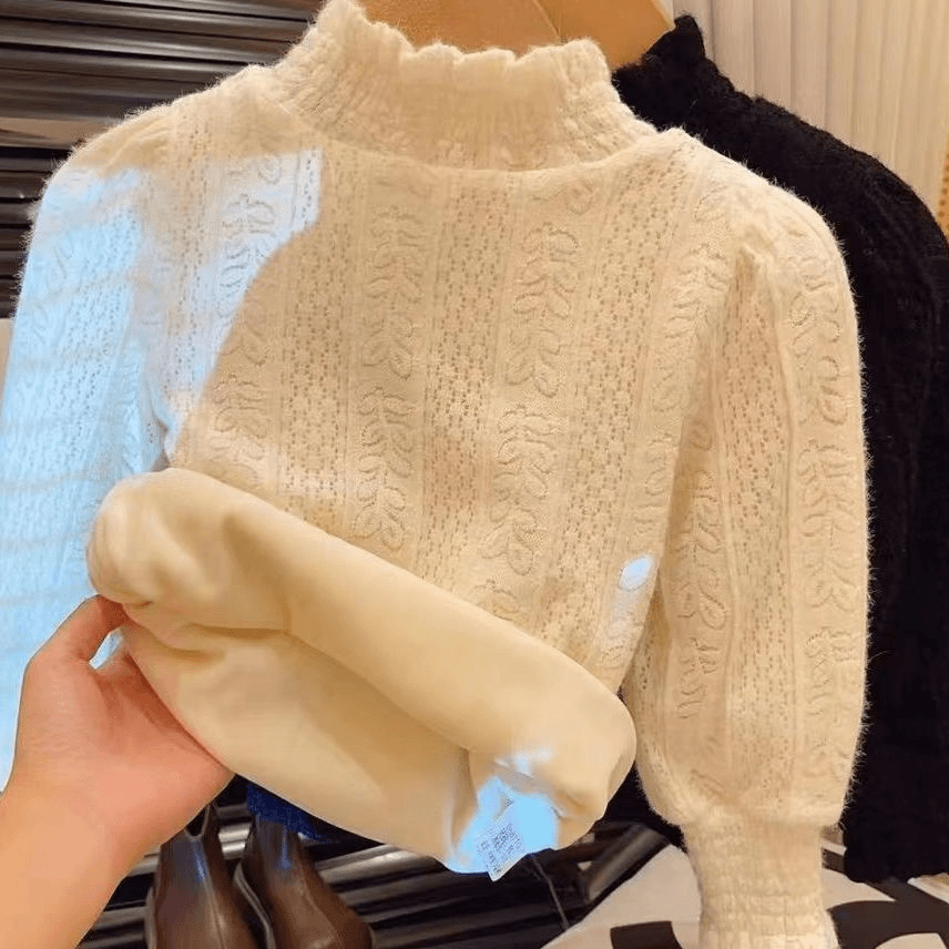 女童色打底衫秋冬款中小童加绒加厚韩版百搭衣服宝宝长袖上衣潮