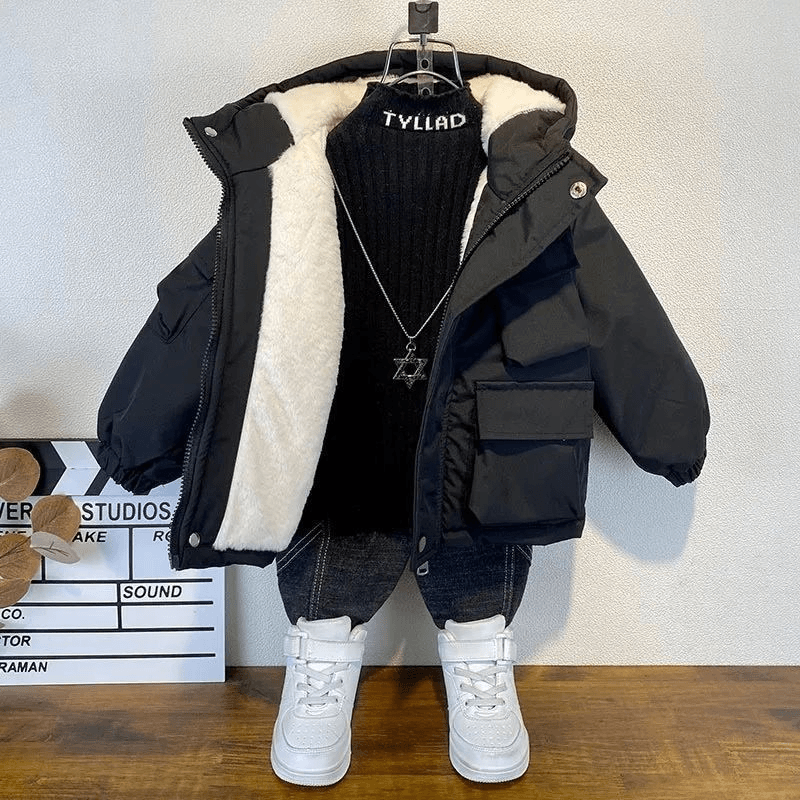 童装男童冬季棉服2023新款男童棉服加绒加厚儿童棉服时髦冬款棉袄
