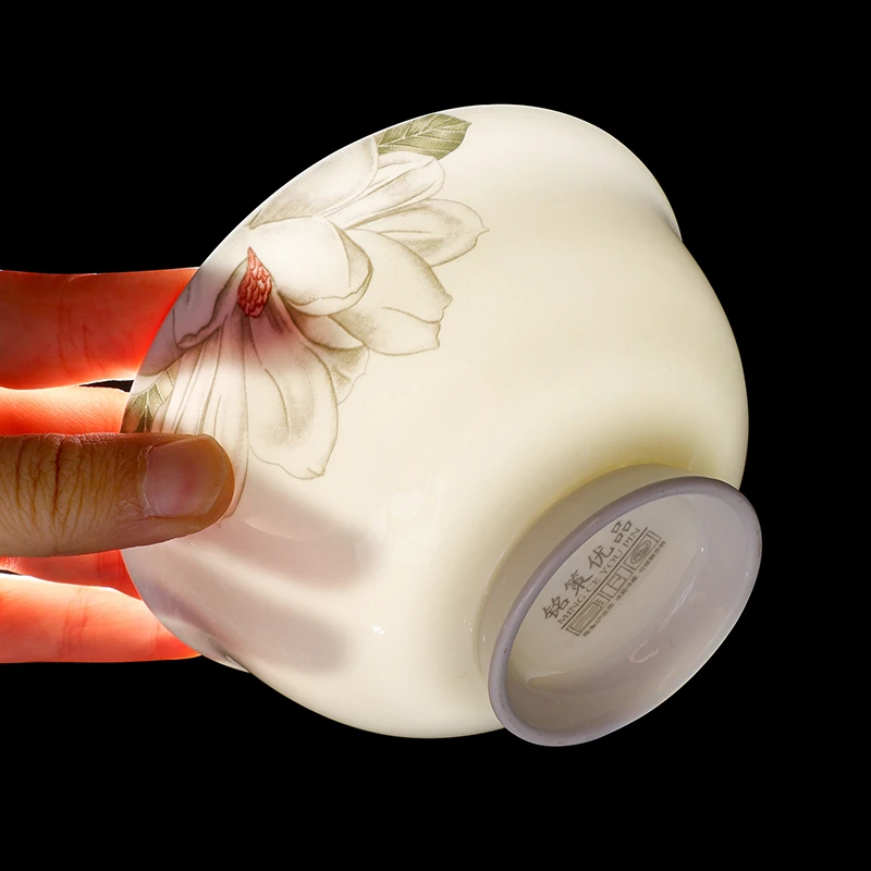 【铭策优品】高档骨瓷玉兰赋4.6英寸家用中式真骨瓷10只陶瓷米饭碗