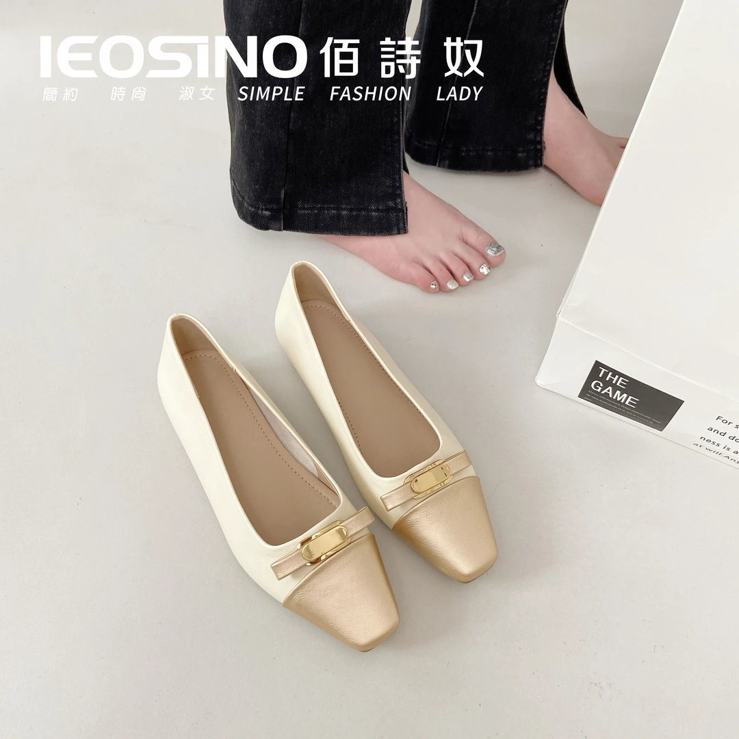 366423810佰诗奴2024年夏款法式配裙子方头单鞋女低跟内增高鞋