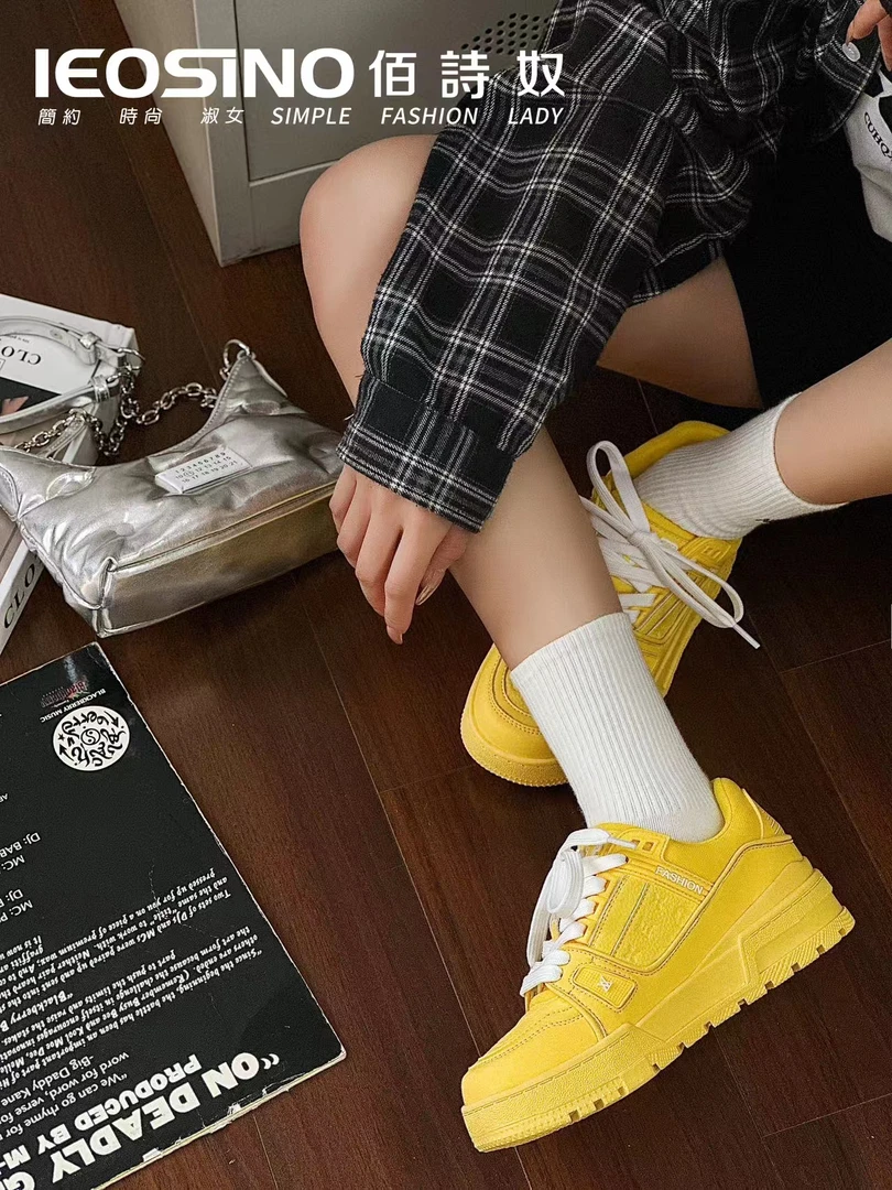 489442025佰诗奴小白鞋女2024年秋厚底百搭网红休闲运动板鞋ins潮