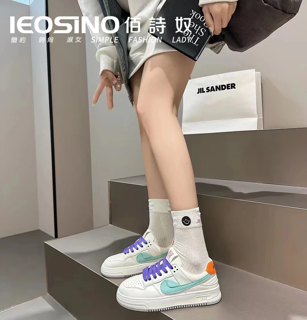 493442093佰诗奴厚底小白鞋2024秋款彩色板鞋学院风运动休闲女鞋