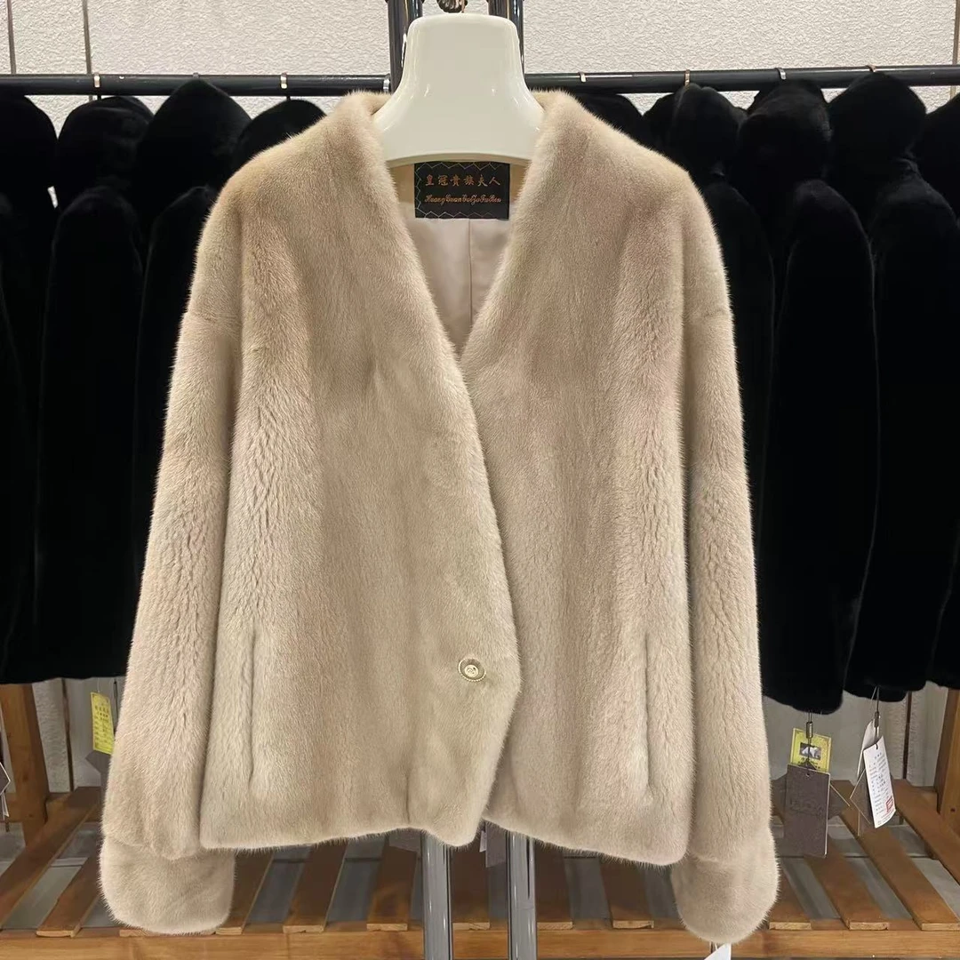 101号 时尚进口紫金短二v领休闲款貂大衣 071