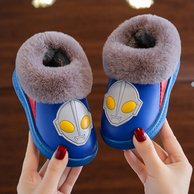 儿童棉鞋pu皮防水加绒加厚保暖防滑中小男女卡通宝宝