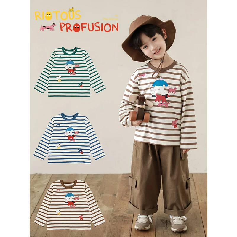 幼悠 春二波 春游系列丰富数码彩印百搭微宽松男童T恤 淸 FN0039