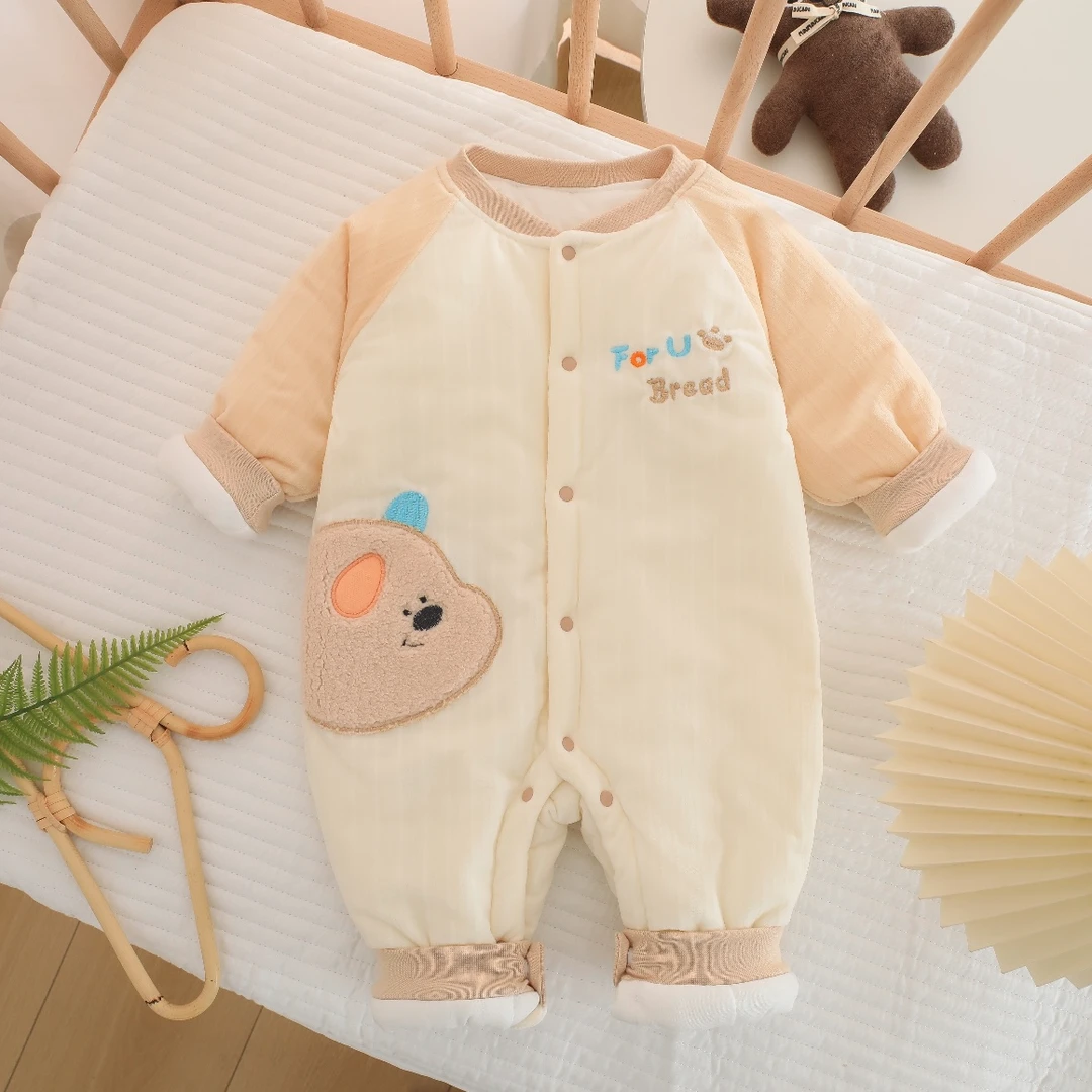 婴幼儿秋冬季雪芙绒加绒加厚连体衣棉服宝宝保暖冬款儿童冬季棉服