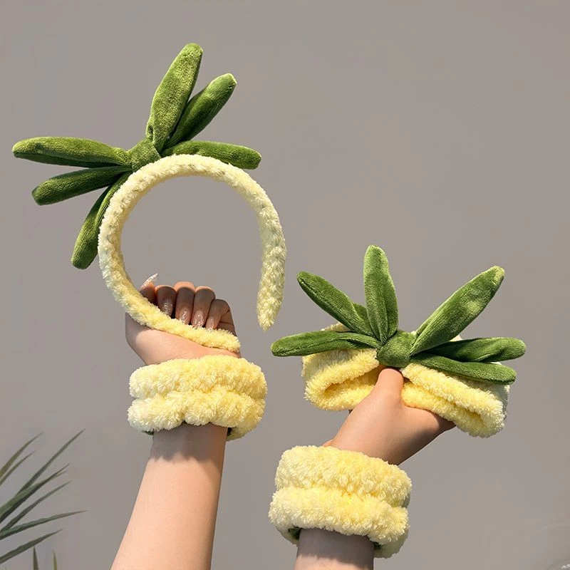 可爱菠萝发箍女压发发卡洗脸发带敷面膜头箍束发带手腕带头饰发 I