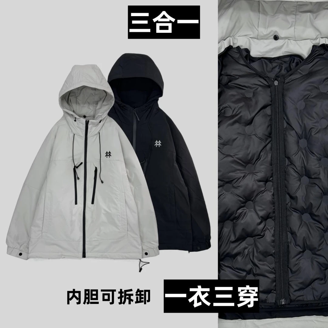 【冬季】新款活里活面可拆卸内胆连帽羽绒服外套8805