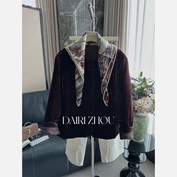 DAIRI   ZHOU▪️疯狂西西里   100桑蚕丝丝绒圆领鹅绒服面包服外套