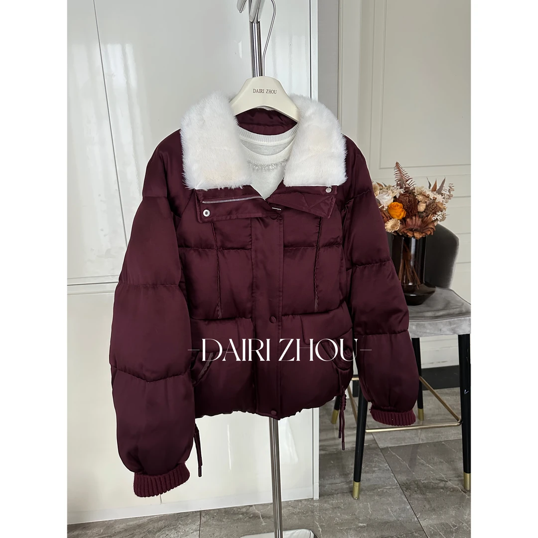 DAIRI ZHOU▪️寻找答案 57%铜氨丝43%人棉拼翻领水貂毛保暖外套冬