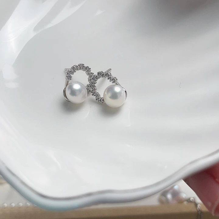 淡水珍珠耳饰银S925镶嵌