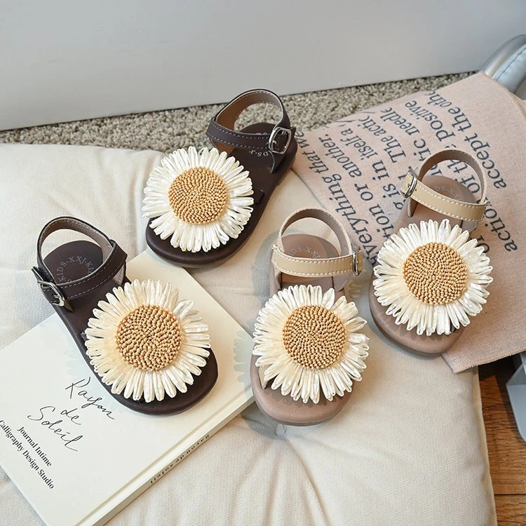 女童度假风韩版小雏菊凉鞋新款森系百搭时尚洋气沙滩凉鞋