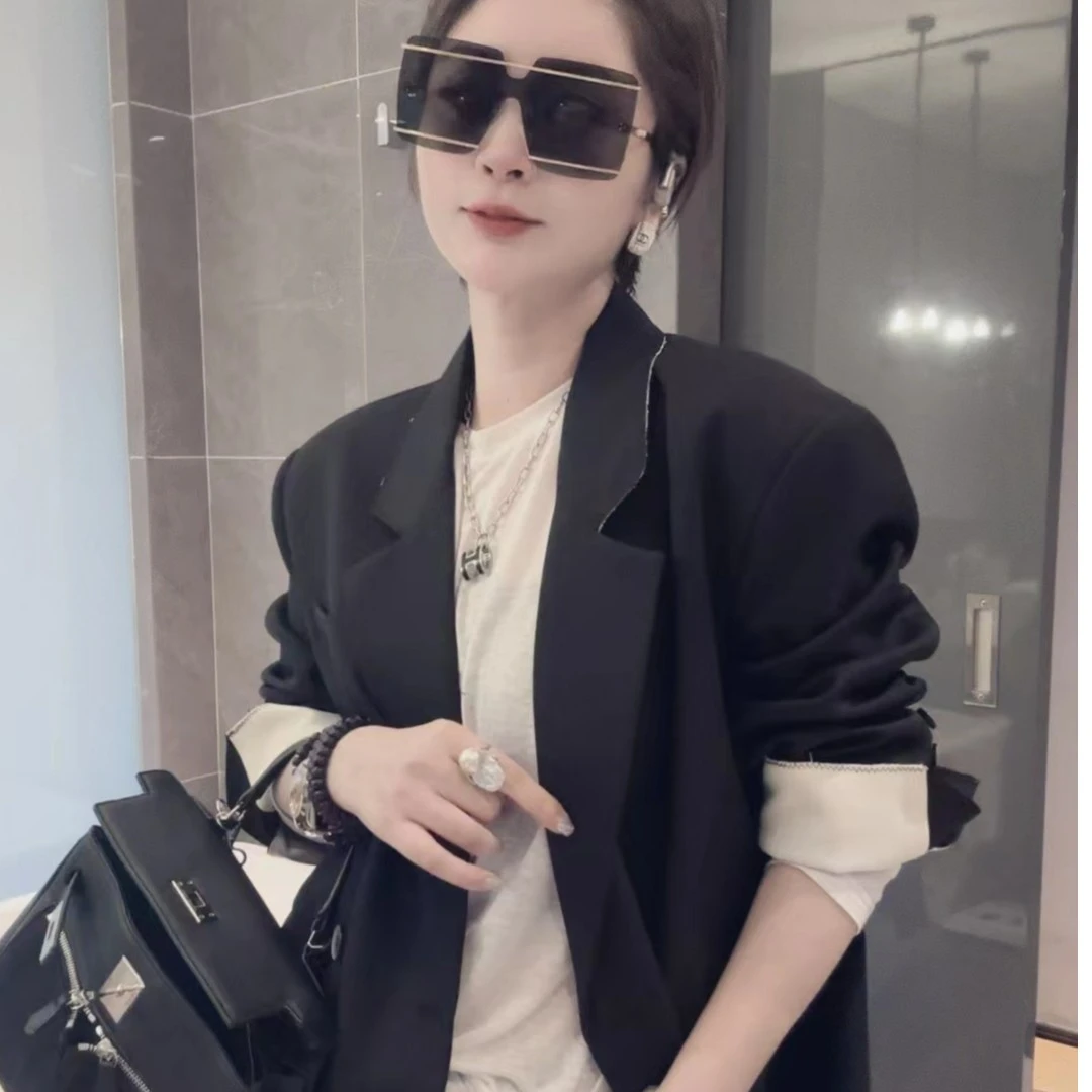 范爷FANYE 秋季气质高级设计感简约西装外套百搭黑色23Q11