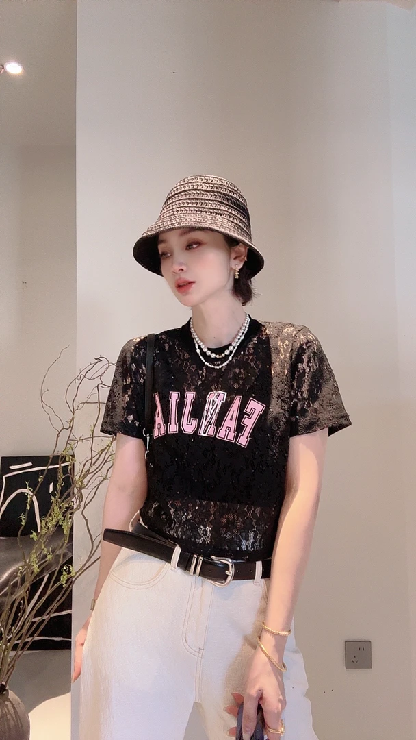 FANYE 夏季镂空FANJIA字母蕾丝T恤119070