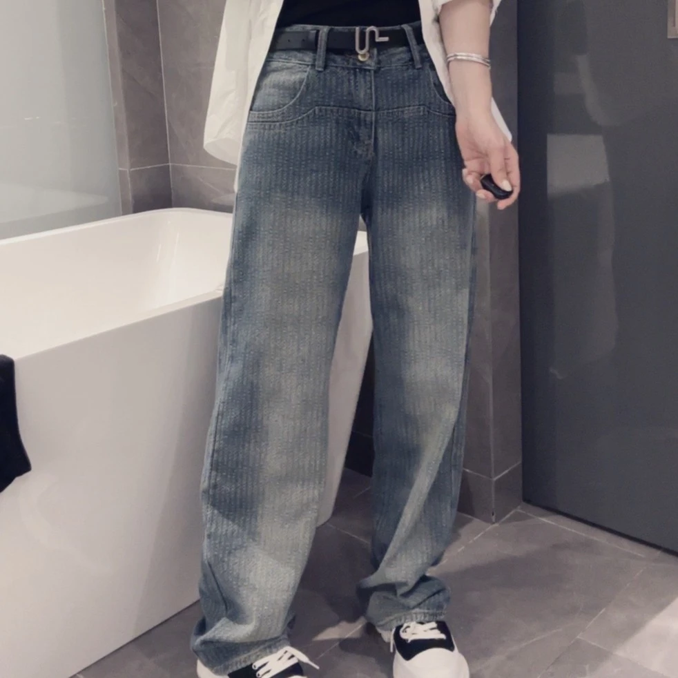 范爷FANYE 【梨形身材bi入】早秋两粒扣阔腿牛仔裤F0004