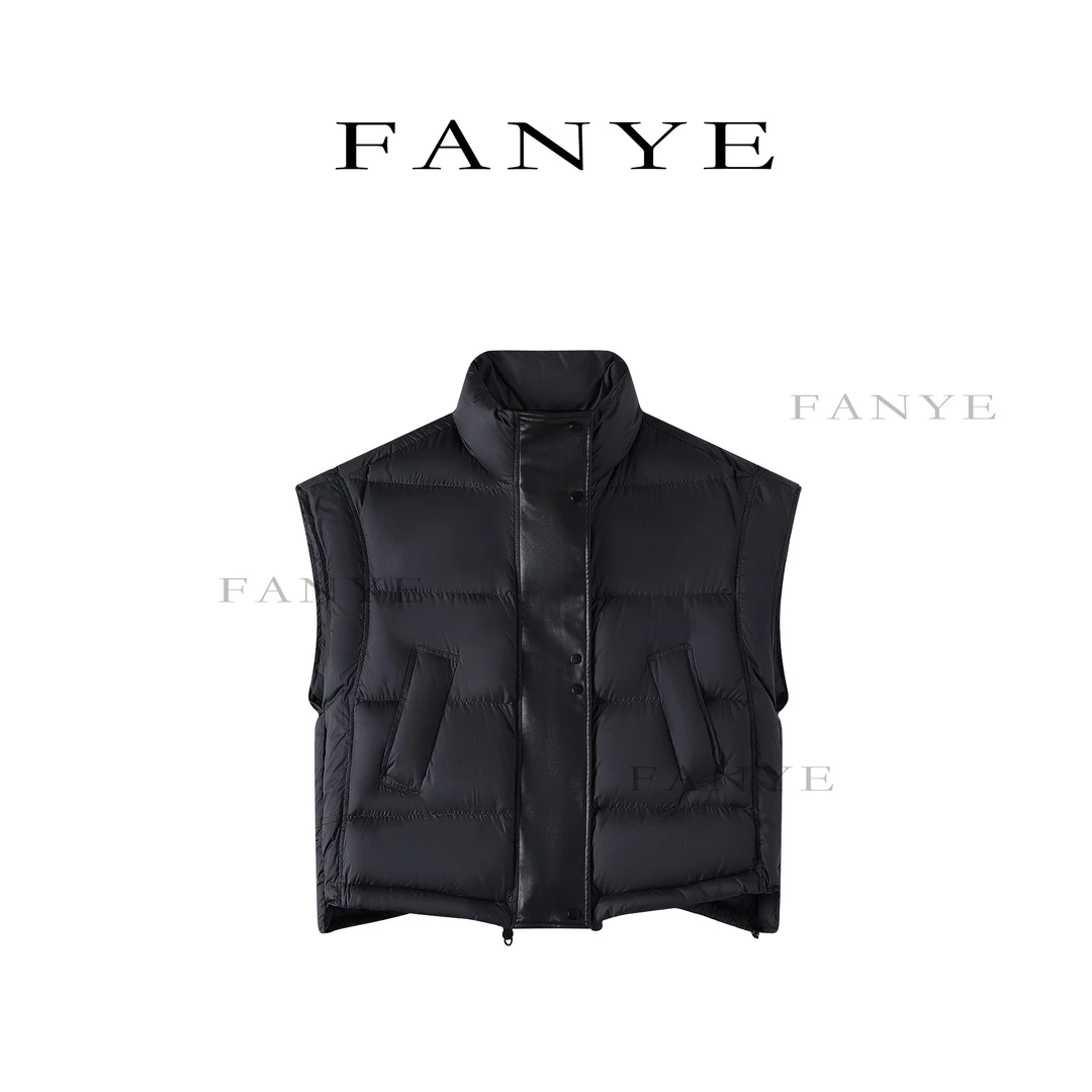 FANYE 冬季新款羊皮拼接鹅绒马甲F009