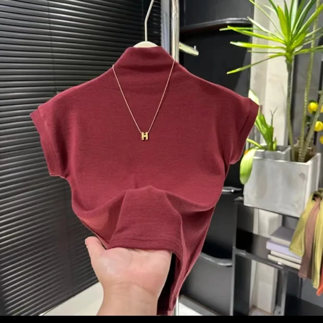 初秋款蝙蝠袖棉T桖宽松大码小众打底衫洋气白色韩版半高领上衣女