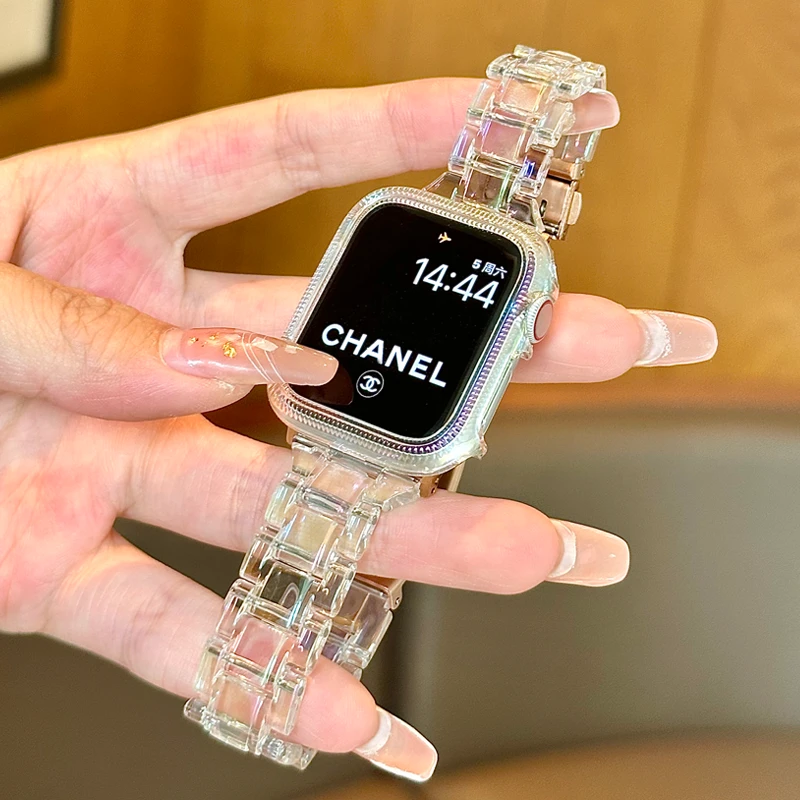 【镭射小冰块】苹果手表表带applewatchs10s11seUItra2小众透明炫彩